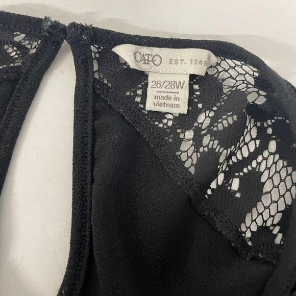 CATO Black Lace Arms Blouse Long Sleeve Womens Plus 26/28 Polyester/Spandex - Picture 5 of 6